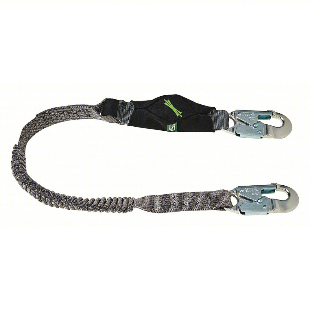 MSA Shock-Absorbing Lanyard: Shock Pack, Aluminum Snap Hook, Aluminum Snap Hook, 310 lb Capacity