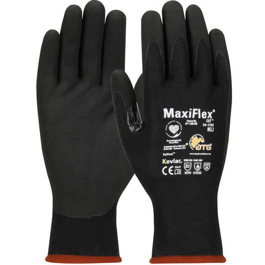 34-1743 Seamless Knit DuPont™ Kevlar® Glove with Premium Nitrile Coated MicroFoam Grip on Palm & Fingers - Touchscreen