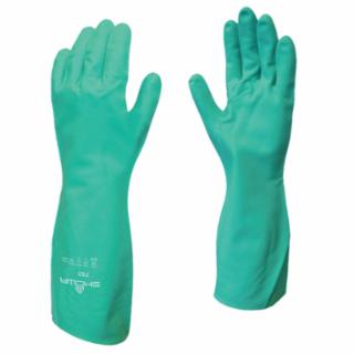 ChemRest Chemical-Resistant Coated Gloves, 730, Bisque Finish, Flocked Liner, Green