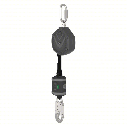 MSA Self Retracting Lanyard: Aluminum Snap Hook Anchor, Harness Steel Carabiner, 10 ft Line