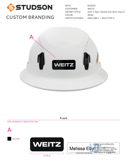 SHK-1 Full Brim Non-Vented Weitz Logo